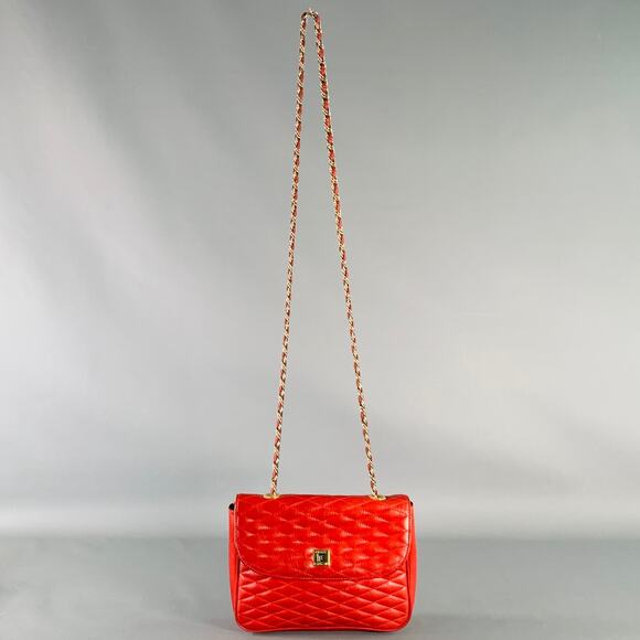 PIERRE BALMAIN Red Quilted Leather Chain Strap Shoulder Bag - Picture 1 of 9